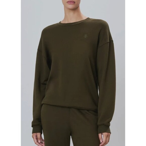 Eterne Oversized Crewneck Sweatshirt in Moss Small New Womens Pullover - Picture 14 of 14